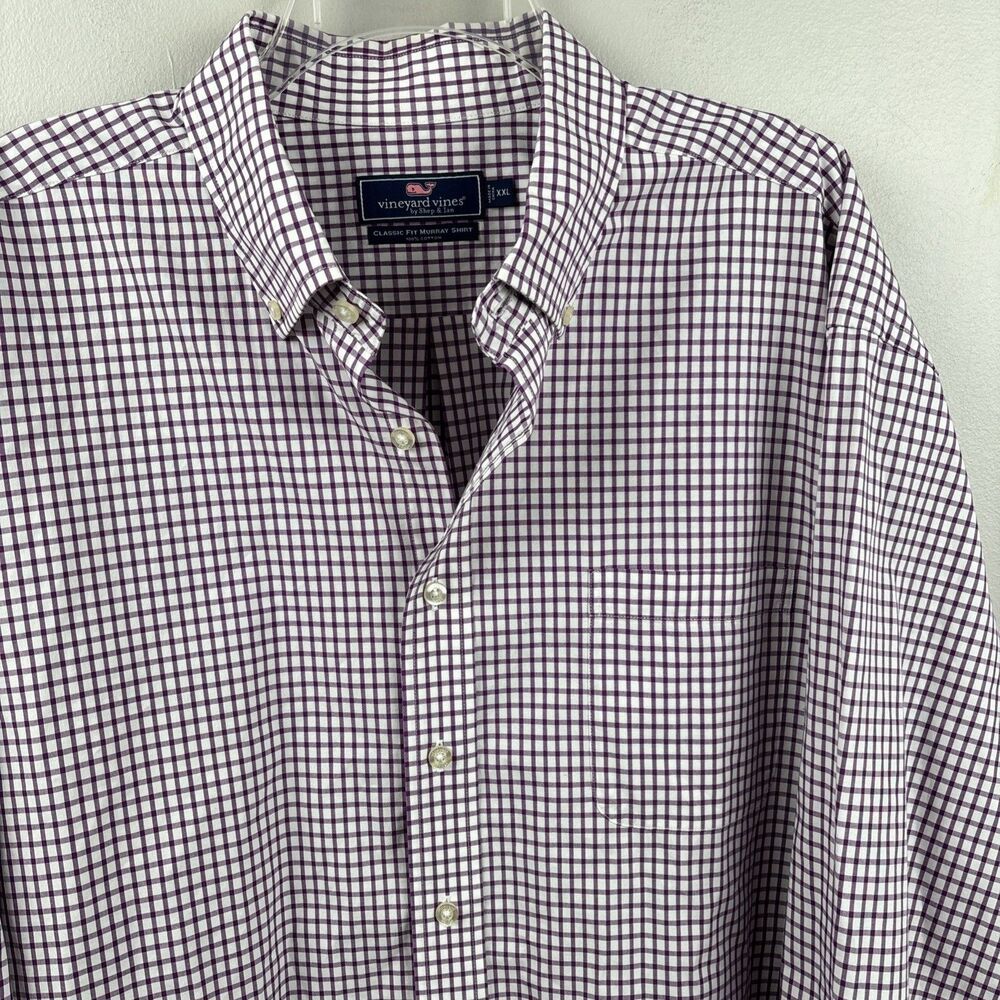 Vineyard Vines Men’s XXL Dress Shirt Magenta Check Classic Fit Murray Cotton 2XL